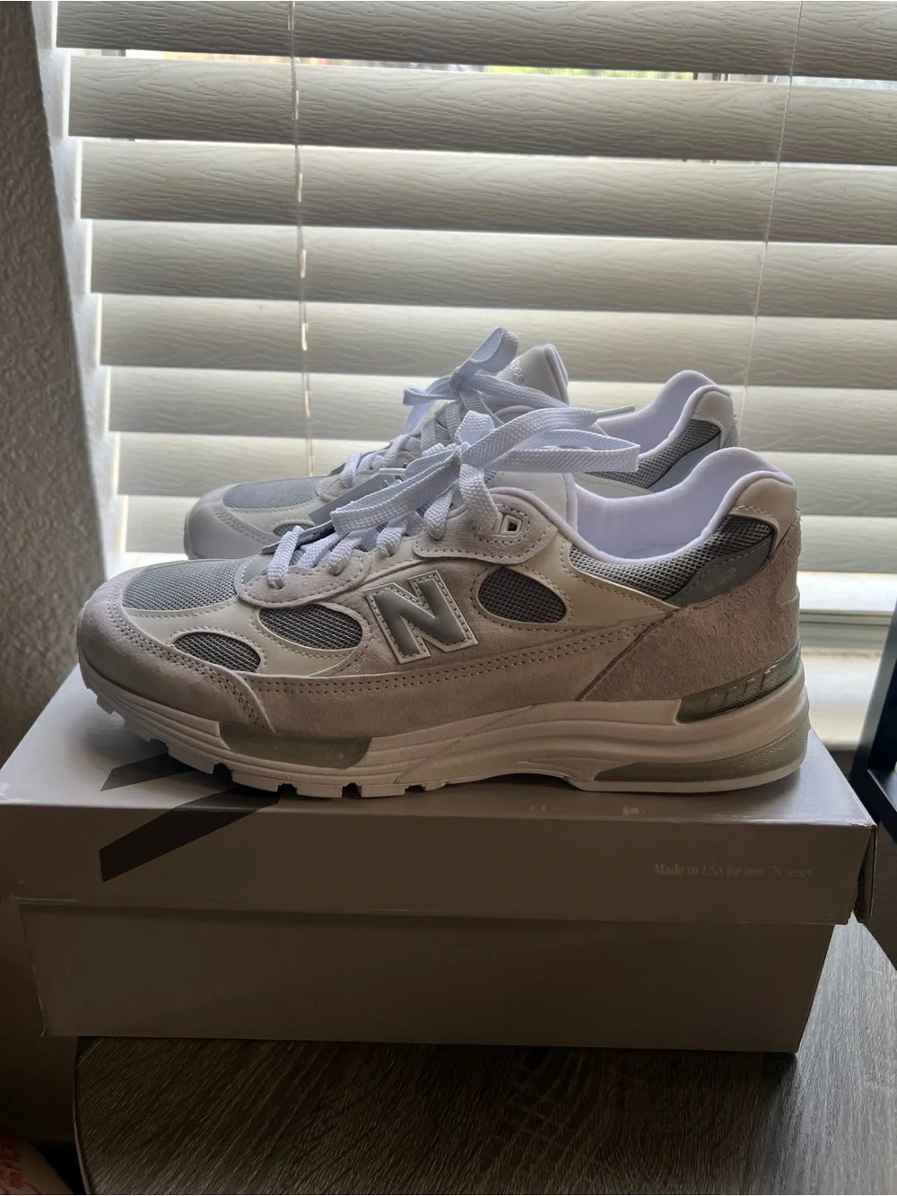 New Balance Men’s White and Light Gray Athletic Sneakers
